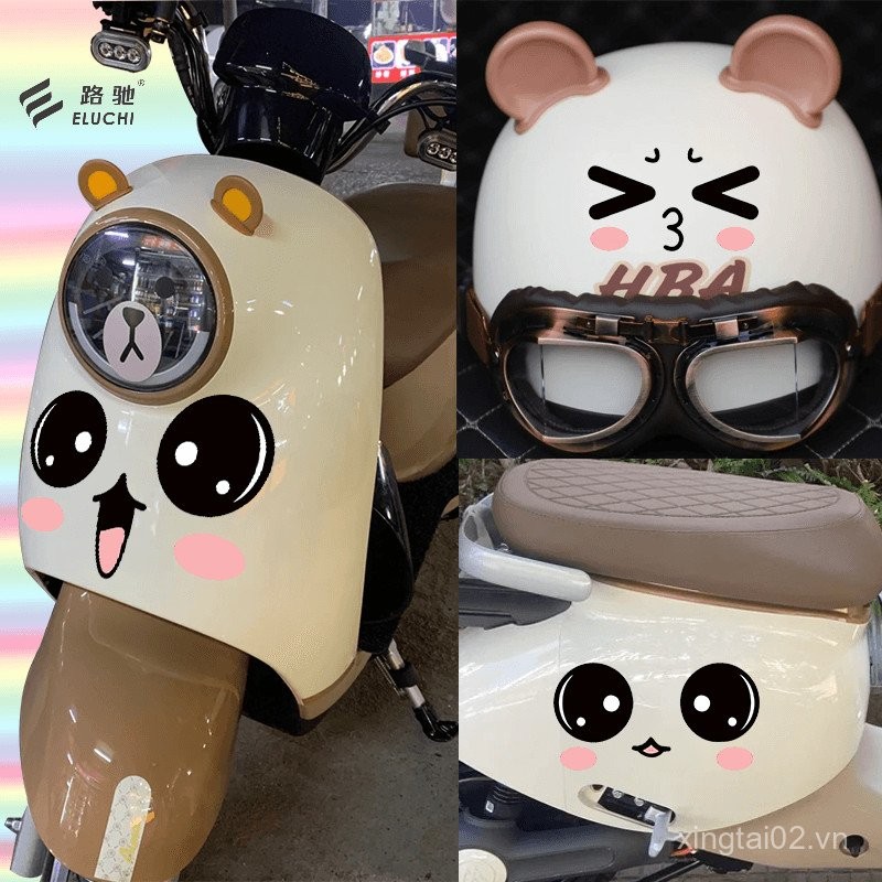 Pin Xe Phía Trước Dễ Thương Biểu Tượng Cảm Xúc Dán Xe Máy Mũ Bảo Hiểm Sáng Tạo Mặt Cười Miếng Dán Xe