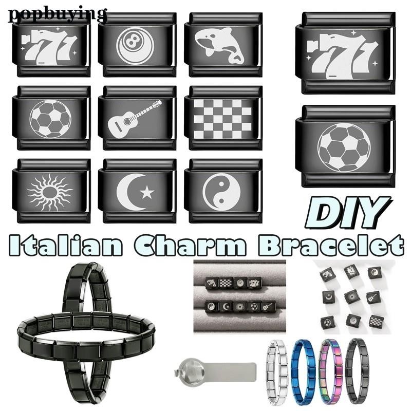 DIY Module Bracelet Black Jewelry Accessories Butterfly Star Charm Italian Link Fit 9mm Stainless St