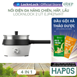 Nồi điện đa năng LocknLock 1.5L Chính hãng chống dính, Kèm khay hấp, nấu cơm, nấu mì, nấu lẩu chiên xào - HAPOS LSA