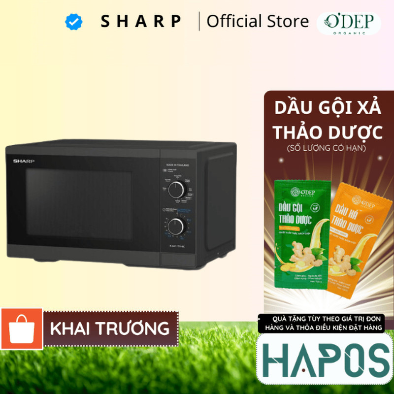 Lò Vi Sóng Cơ Có Nướng Sharp R-G251TV-SL/BK 25L Công Suất 800W, 5 Mức Công Suất - Bảo Hành 12 tháng 