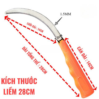 Liềm Cắt Cỏ Siêu Bén Làm Từ Thép Đặc Biệt Kích Thước 28cm 31cm Sử Dụng Cắt Cỏ, Lúa, Cây Trồng Nông Nghiệp EUNIO