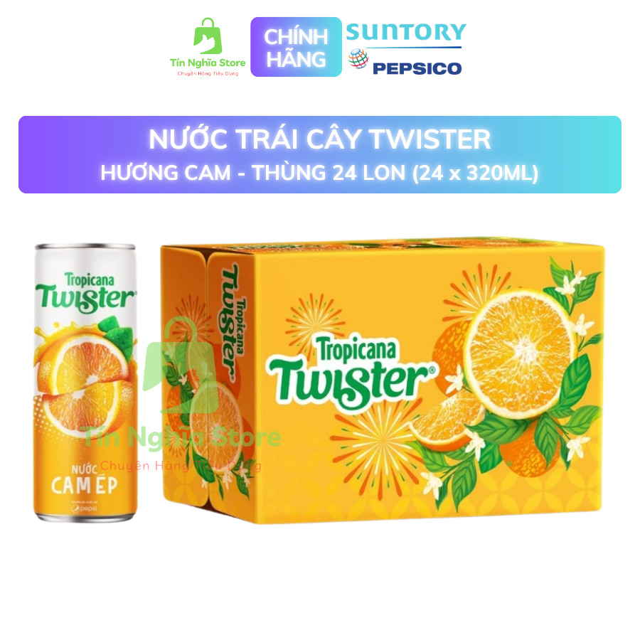 Nước Trái Cây Twister Cam Ép - Thùng 24 Lon x 320ML