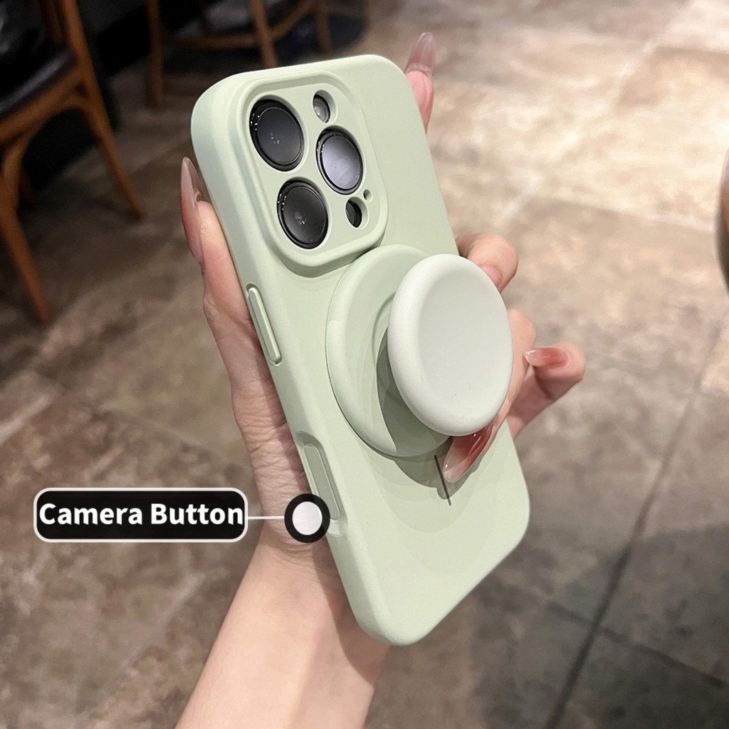  Vỏ Mới Morandi Từ Silicon Mềm Ốp lưng Có Chân Đế Cho Ốp Lưng iPhone 16 15 Pro Max Silicon Giá Đỡ Điện Thoại Chống Sốc 