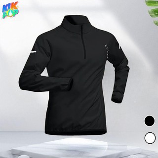  Nam Áo Nửa Zip Tay Dài và Quần Ngắn Thể Thao Nhanh Khô Phù Hợp Cho Tập Luyện Chạy Bộ Đạp Xe và Bóng Rổ - Đen Trắng 2025 