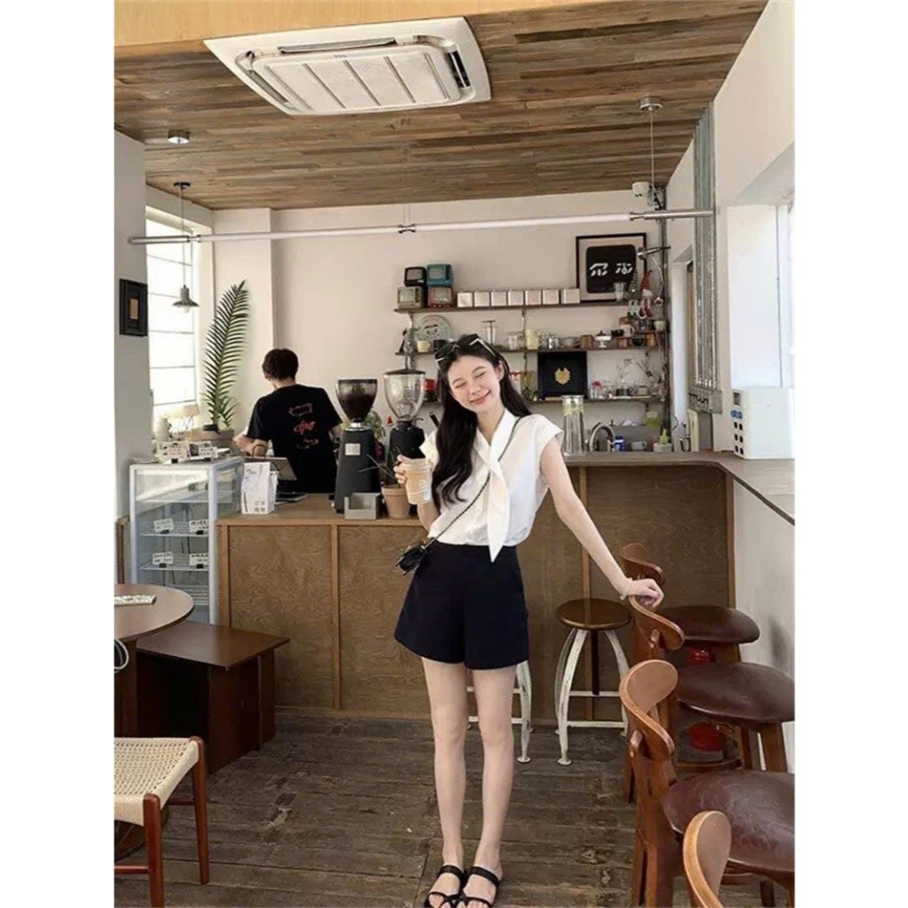 Áo thun nữ thắt nơ Yummy trơn, Áo sơ mi trắng phong cách tiểu thư ngọt ngào S36 | BigBuy360 - bigbuy360.vn