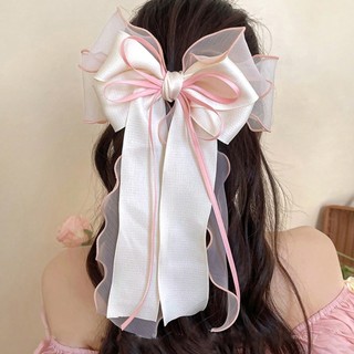  1 Cái Đáng Yêu Ren Tóc Nơ Kẹp Coquette Nơ Barrettes Với Đuôi Dài Ruy Băng Cho Nữ Giáng Sinh Lễ Tình Nhân Cưới Prom Phụ Kiện 