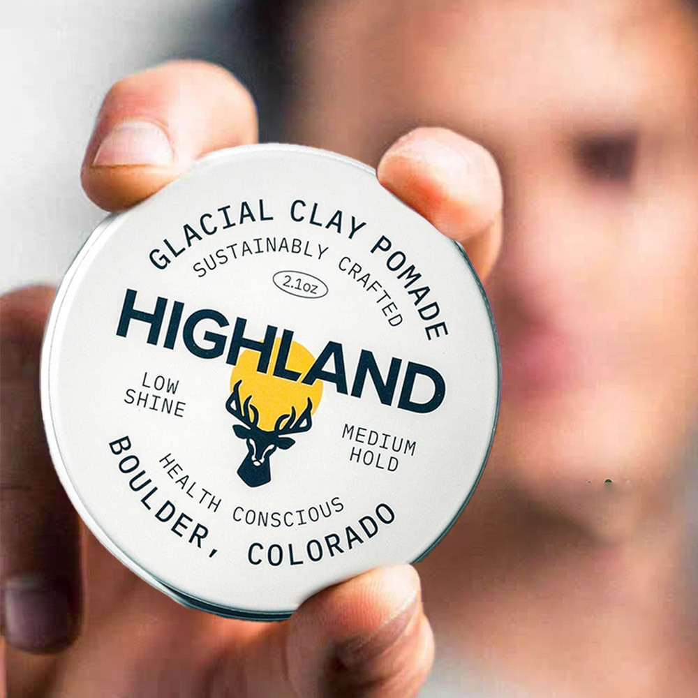 Highland Glacial Hair Clay Pomade - Award Winning Hair Styling Clay - 2.1 Oz
