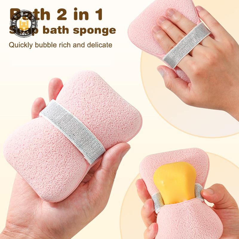 {TB & Bag} Bath Sponge Face Wash Túi xà phòng 2 trong 1 Soft Clean Puff Miếng tẩy trang có thể tái s