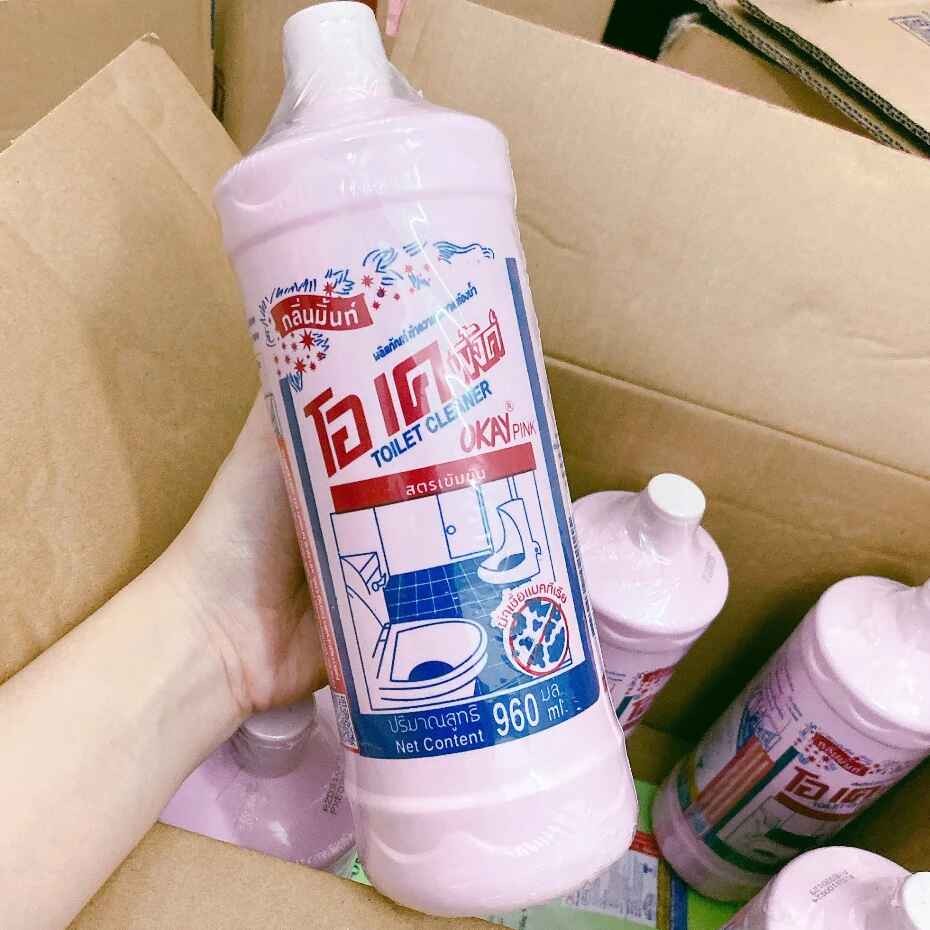 Nước Tẩy Rửa Bồn Cầu Toilet Okay Pink Thái Lan 960mL, Tẩy Bồn Cầu Siêu Thơm, Tẩy Toilet Okay Thái La