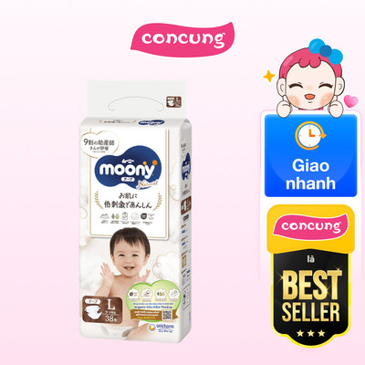 Tã dán Moony Natural size L 38 miếng - concung