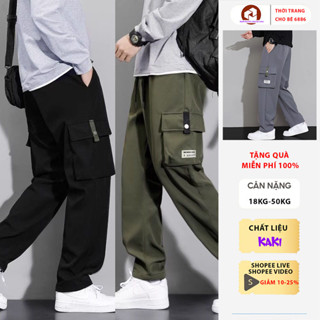  Quần dài short kaki trẻ em nam quần vải kaki túi hộp thời trang cho bé trai mẫu THN size 18-52kg quần bé trai đi học 
