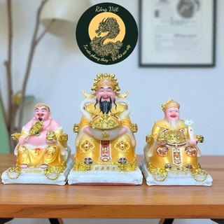Tượng Tài Địa Đá Gấm Vàng Phú Quý RỒNG VIỆT, Thần Phát 8 inch, Tài Địa 6 inch cho bàn thờ 48cm.