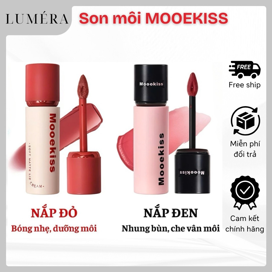 [MOOEKISS] Son kem Mooekiss 3g Nắp đen bùn nhung mịn nhẹ, Nắp đỏ bóng nhẹ dưỡng môi lâu | BigBuy360 - bigbuy360.vn
