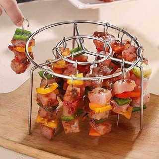 Thép không gỉ Dọc Nồi Chiên Không Khí Nướng Hộ Gia Đình Nướng Thịt Nướng Xiên Giá Đỡ Đa Năng Hai Lớp Lò Nướng Treo Giá Đỡ