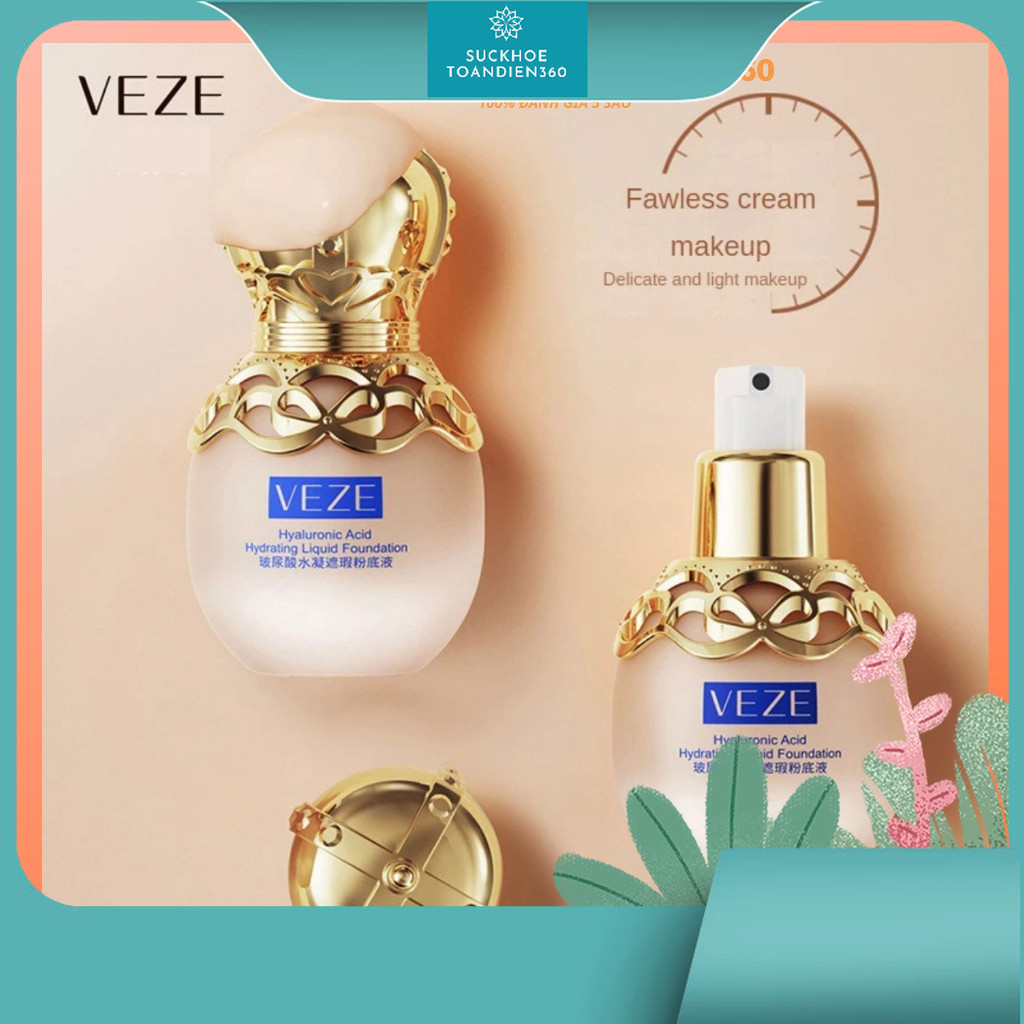 Kem Nền Che Khuyết Điểm Tự Nhiên VEZE Dạng Lỏng Dưỡng Ẩm Kiểm Soát Dầu Trang Điểm Axit Hydrat Chống 
