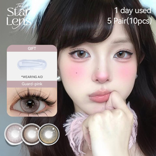 Kính áp tròng hàng ngày Starlens lens màu hồng 10 cái, Kích thước 14.2-14.5 Mắt búp bê, Thích hợp để sử dụng trong 1 ngày, Mức độ 0-8.0