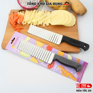 Dao cắt sóng trang trí củ quả kiwi - cắt lát sóng trang trí đẹp mắt cho thực phẩm.