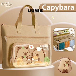 Túi đi học Tote Công suất lớn Hướng dẫn 3 lớp Phim hoạt hình Canvas Phi hành gia / Panda Capybara / Kuromi A4 File Đồ dùng học tập