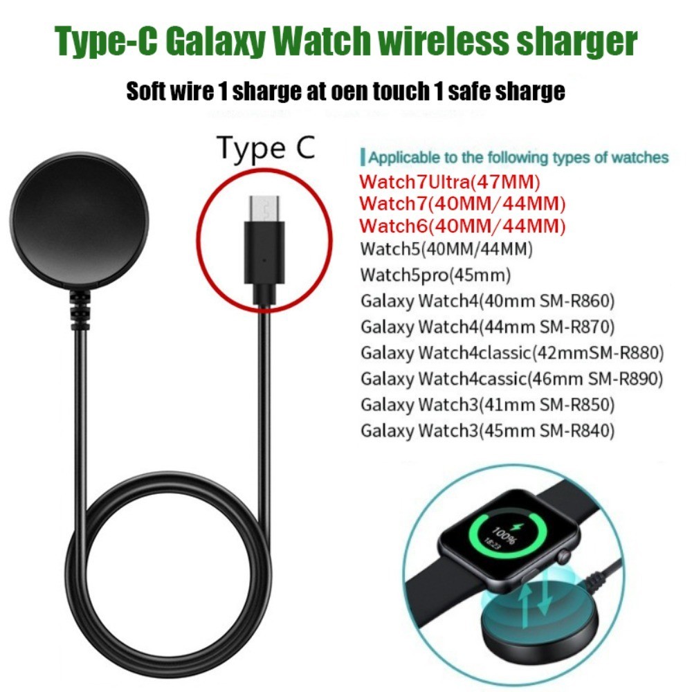 Bộ sạc cáp PD Type C cho Samsung Galaxy Watch Ultra / 7 / 6 / 5 / Pro / 4 / 3 41 45mm Active 1 / 2 4
