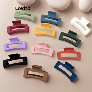 Lovito Vuông Mờ Kẹp Cao Su Mờ Sơn Mài Đầu Lưng Cao Đuôi Ngựa Cá Mập Phụ Kiện Tóc Nữ LSW08039