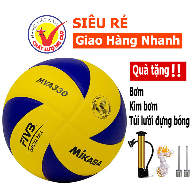  Banh bóng chuyền da MIKASA V200W - Loại da mềm - Quả bóng chuyền chuyên dụng size 5 - Tặng bộ phụ kiện 