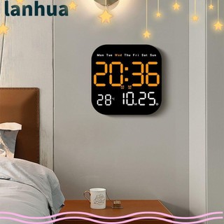 Đồng hồ LED kỹ thuật số LANHUA, Đồng hồ treo tường điện tử treo tường nhiệt độ, Điều khiển bằng giọng nói Trang chủ Đồng hồ để bàn hiển thị 12 / 24H cho phòng ngủ
