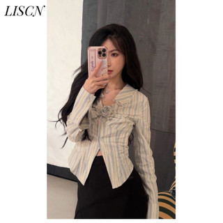 LISCN áo sơ mi nữ áo kiểu hàn quốc Định hình xu hướng may đo Tối giản tráng lệ WCS248036U 32Z240807