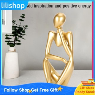 Lilishop Đồ trang trí điêu khắc vàng Nhà tư tưởng Trang trí nhà Tượng Máy tính để bàn DIY