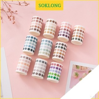 Cuộn 100-200 sticker tròn/ trái tim dán trang trí sổ tay Sổ KLONG, planner dính sẵn độc đáo