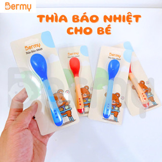   Mẫu Mới  Vĩ 1 Thìa Silicon Báo Nóng Cảm Ứng Nhiệt Cho Bé Tập Ăn Dặm 