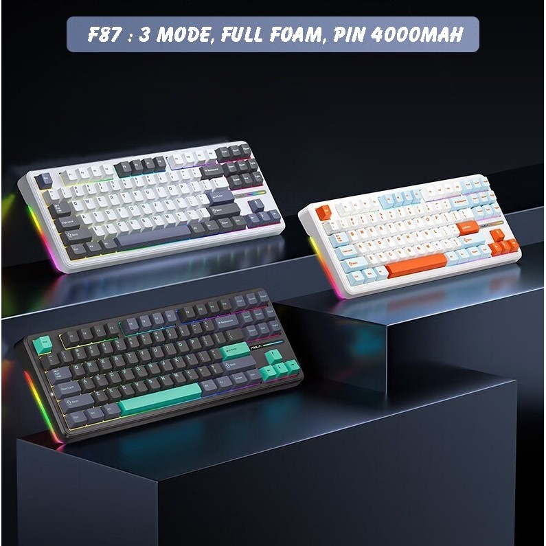Bàn phím cơ AULA F87- 3 mode kết nối- LED RGB-87 phím- Hỗ trợ Hotswap- Có app Macro | BigBuy360 - bigbuy360.vn