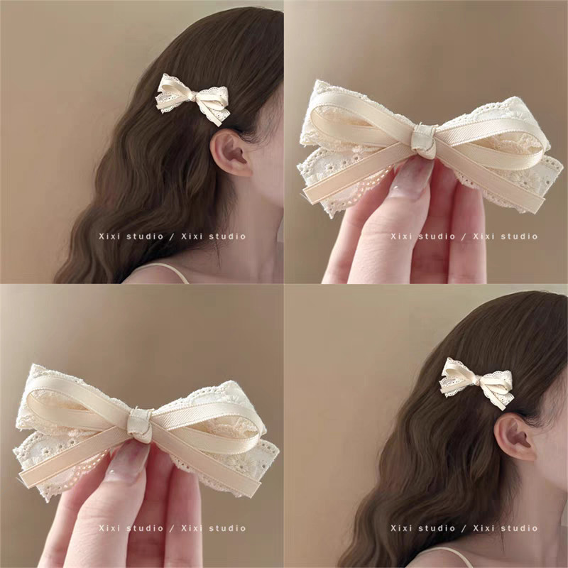 Phụ Kiện Tóc Kẹp Tóc Trắng Nơ Ba Lê Thời Trang Pháp