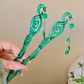 Rắn Xanh Tinh Tế Tua Rua Kẹp Tóc Cổ Thoáng Mát Cảm Giác Bước Lắc Đĩa Kẹp Tóc Kẹp Tóc