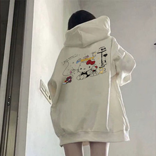 Áo Khoác nữ Xám form rộng hàn quốc áo hoodie Hello Kitty in hình cotton 100% cute local brand SALUTE