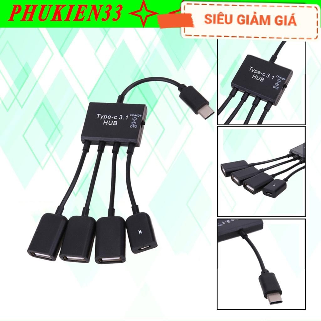 Cáp OTG Type-C ra 3 cổng USB Hub OTG Type-C