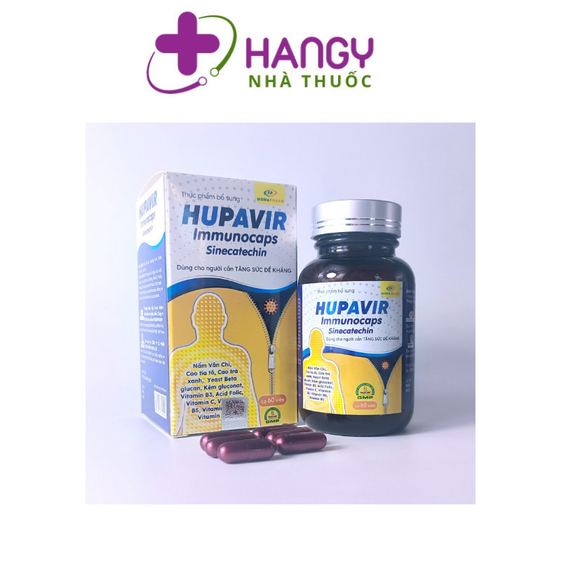 Viên uống tăng sức đề kháng và đào thải HPV, sùi mào gà cho nam và nữ Hupavir Immunocaps (60 viên) - Hangy