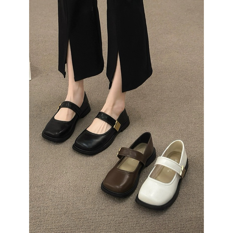 Giày búp bê da mềm mũi vuông đế bệt tag Miu LuxyShoes LX130