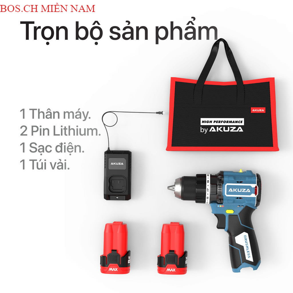 {Chính Hãng} Khoan Pin AKUZA F1, (Anti Kickback) Chống Vặn Cố Tay,Có Búa,16,8V Mạnh Nhất Việt Nam bo