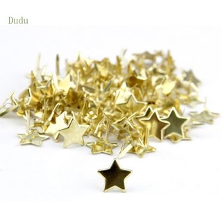 Dudu 100 Chiếc Mini Kim Loại Brads Dây Buộc Cho Đầu Chia Chân Ngôi Sao Vàng Dây Buộc Giấy