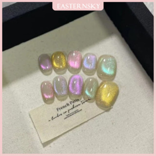 [Keo dán miễn phí] Handmade Rainbow Cat Eyes Gradient Hạt bong bóng tròn ngắn đầy màu sắc Móng tay giả