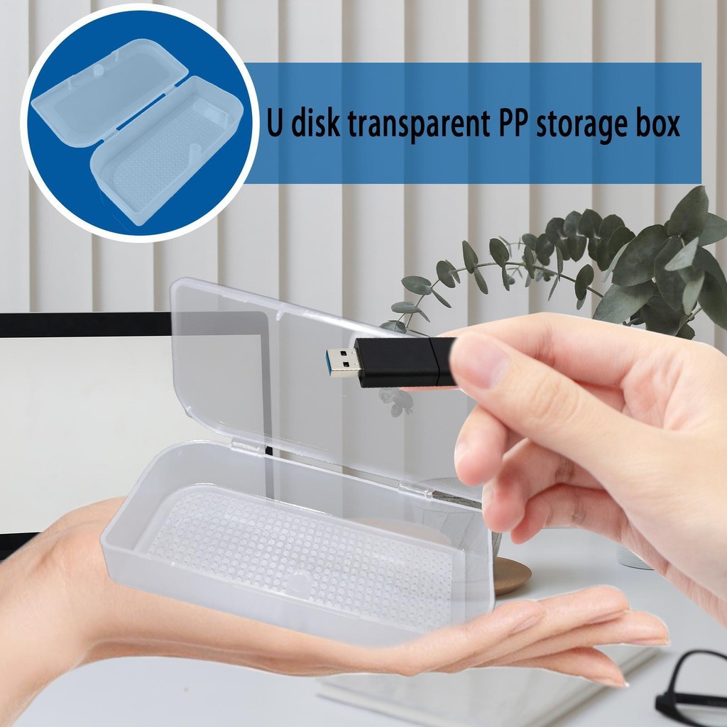 Transparent Jewelry Box Small USB Flash Drive Box Hardware Holder Jewelry Container Desktop Manageme