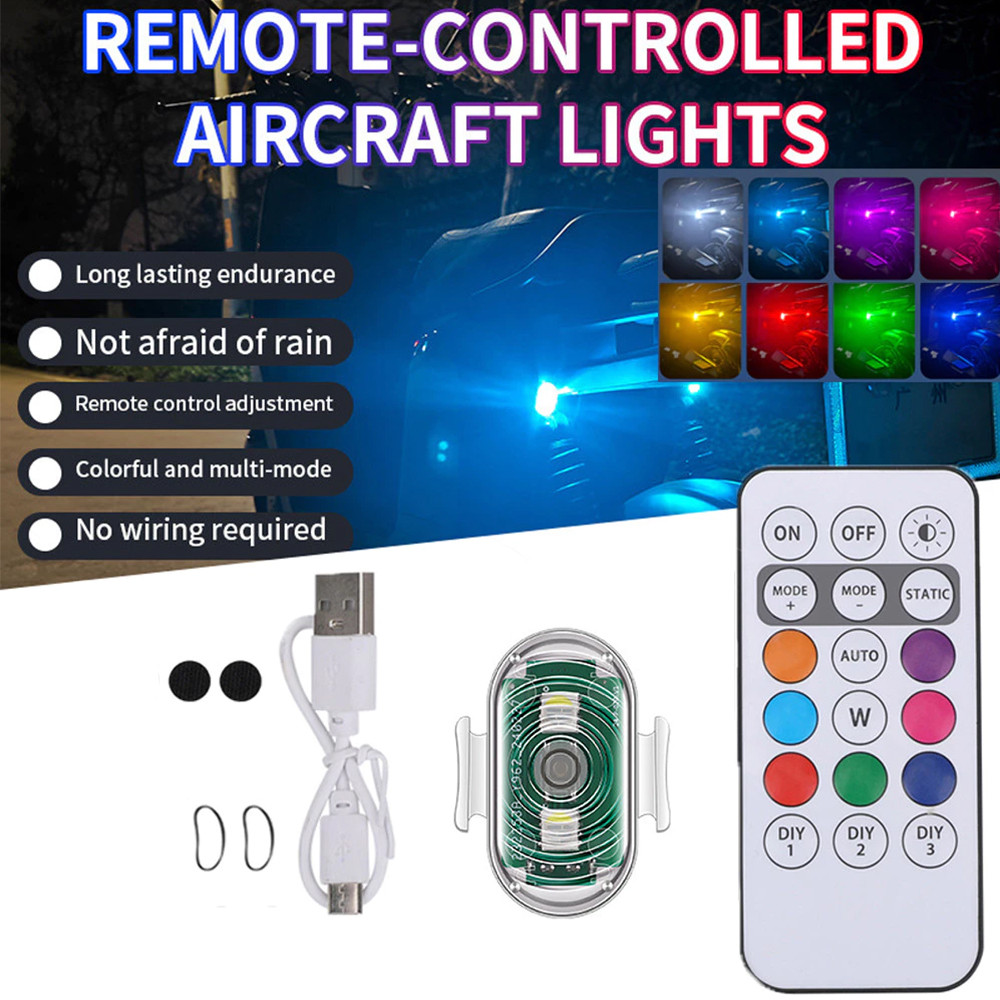 7 Màu Điều Khiển Từ Xa RGB LED Máy Bay Nhấp Nháy Đèn Xe Máy Đèn LED Vị Trí Đèn Không Dây Máy Bay Máy