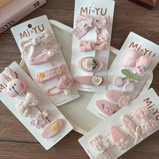 Bộ kẹp tóc 4 chiếc cho bé gái Kẹp tóc nơ màu hồng