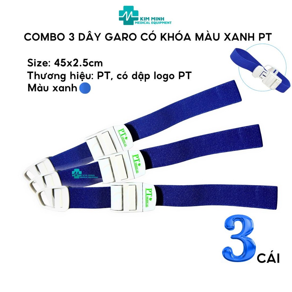 Combo 3 dây garo y tế màu xanh PT vật dụng cần thiết của y bác sĩ