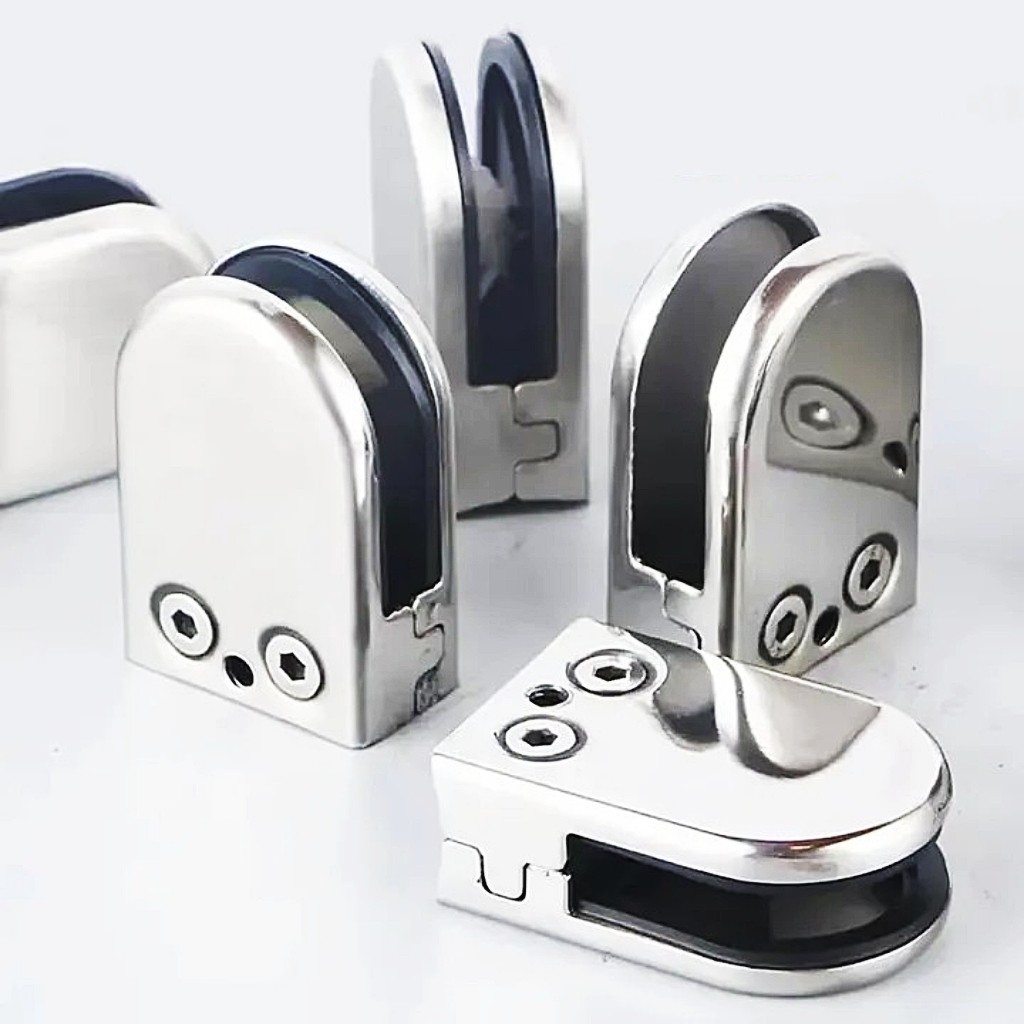 Kẹp kính Mỏ dịch inox 304 không khoen kính, kẹp kính không đục kính, Kẹp Kính Inox không cần Khoan L