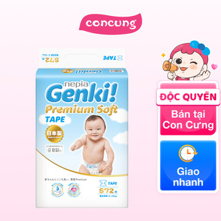  Bỉm tã dán Nhật Bản cao cấp Genki size S 72 miếng - concung 