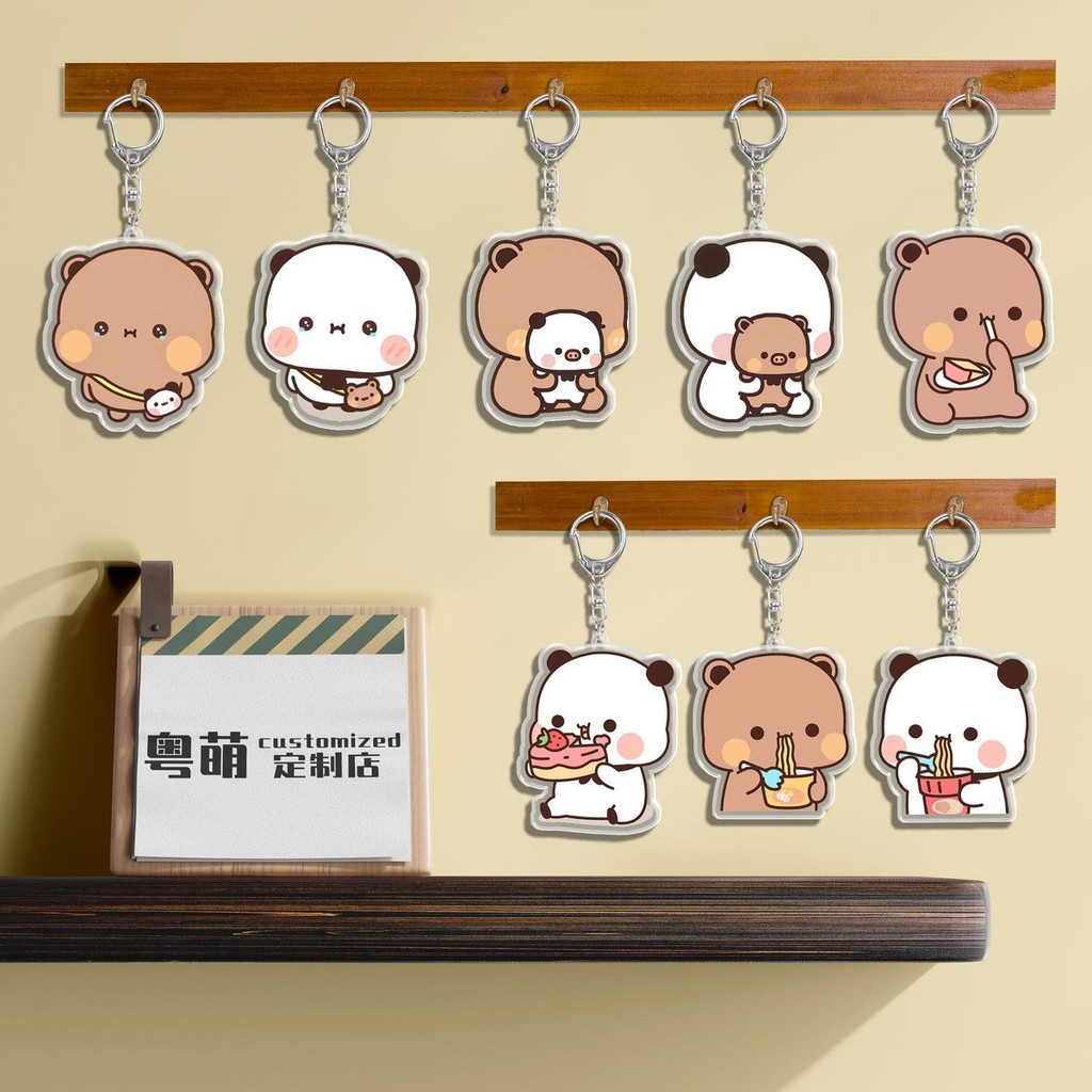 Bubu Dudu Cặp Đôi Móc Khóa Túi Acrylic Mặt Dây Chuyền Dễ Thương Yier Bubu Phụ Kiện Cho Bạn Gái