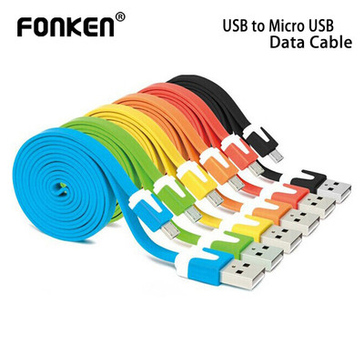 Fonken Cáp Dữ Liệu USB Nhiều Màu Sắc Micro USB Dẫn Flat Mì Đồng Bộ Dữ Liệu Sạc Nhanh Dây Sạc USB Ruy Băng Cáp Cho Android