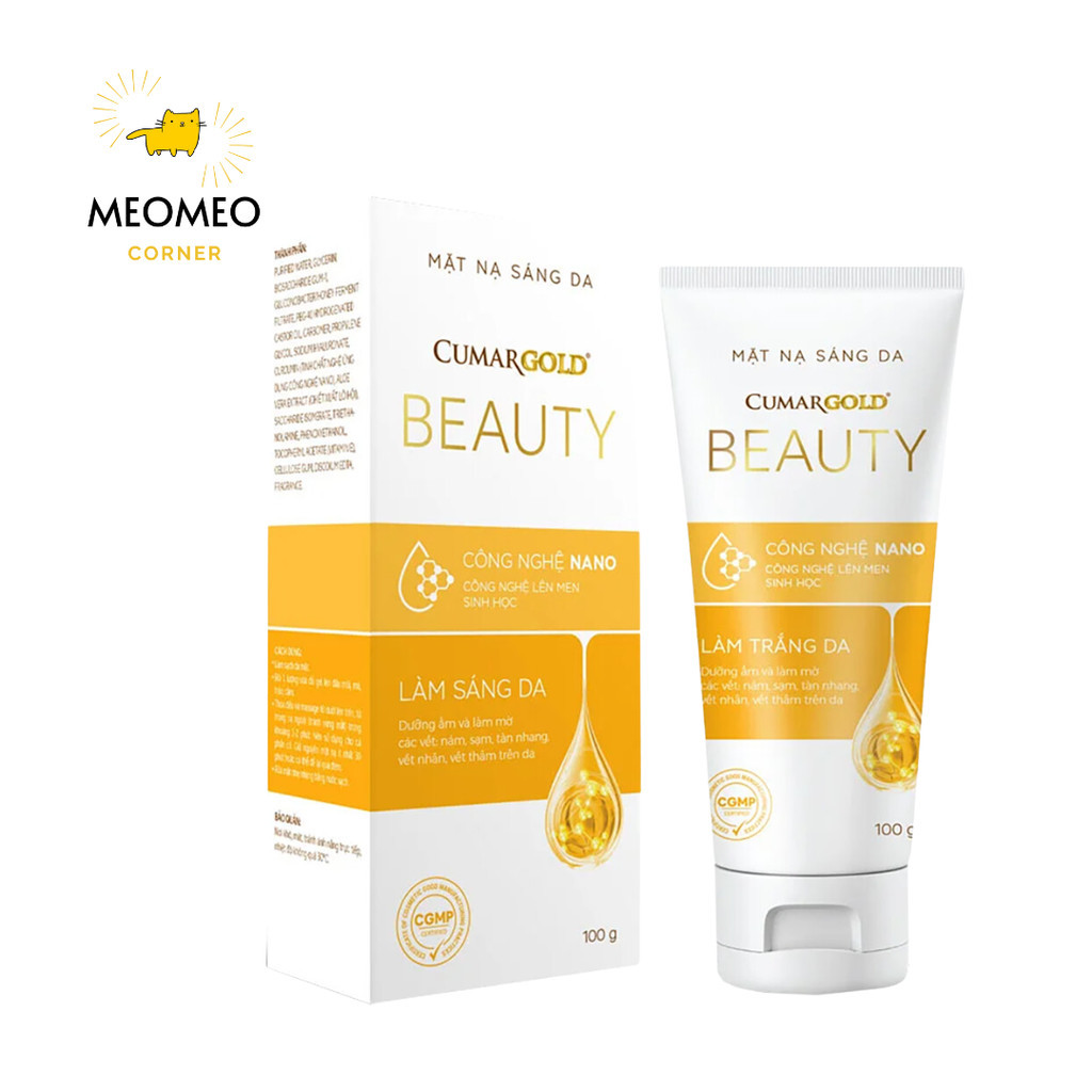 Mặt nạ sáng da CumarGold Beauty giúp hỗ trợ mờ thâm nám, dưỡng sáng da từ nghệ Nano 100g