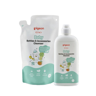   Mẫu mới  Dung dịch nước rửa bình sữa phụ kiện rau củ Pigeon Eco 450ml 500ml 